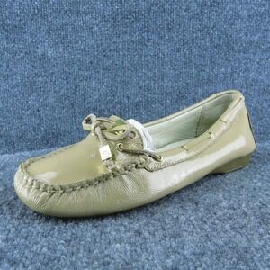 Michael Kors Women Driving Moccasins Shoes Beige‎ Patent Leather Slip On Sz 7.5